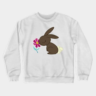 Bunny smelling a flower Crewneck Sweatshirt